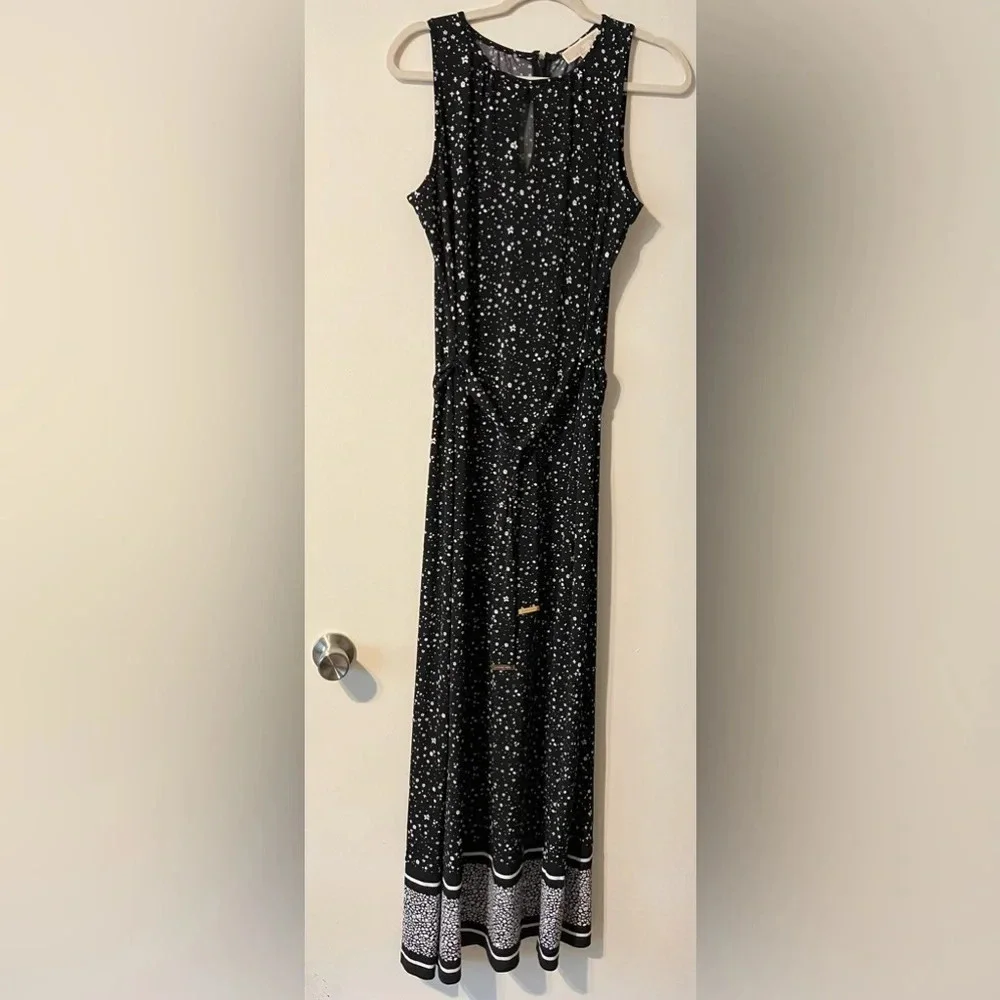 Michael Kors Nora Print Border Maxi Dress Size Medium